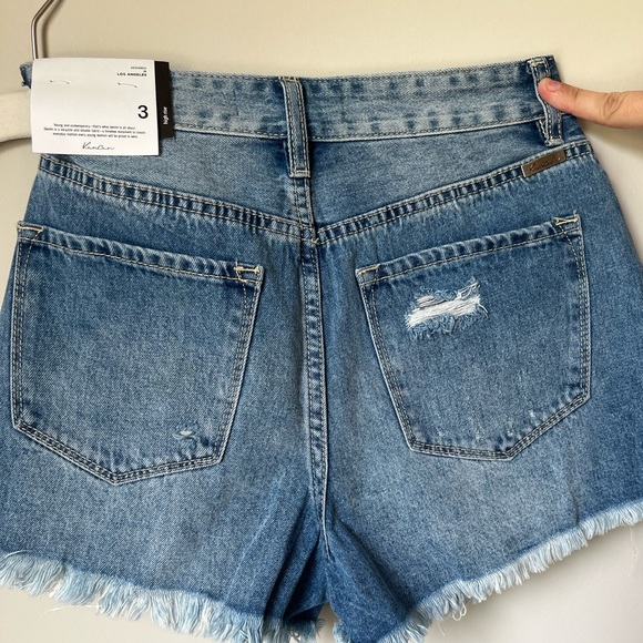NEW Kancan High Rise Distressed Denim Shorts size 3 - Picture 2 of 4